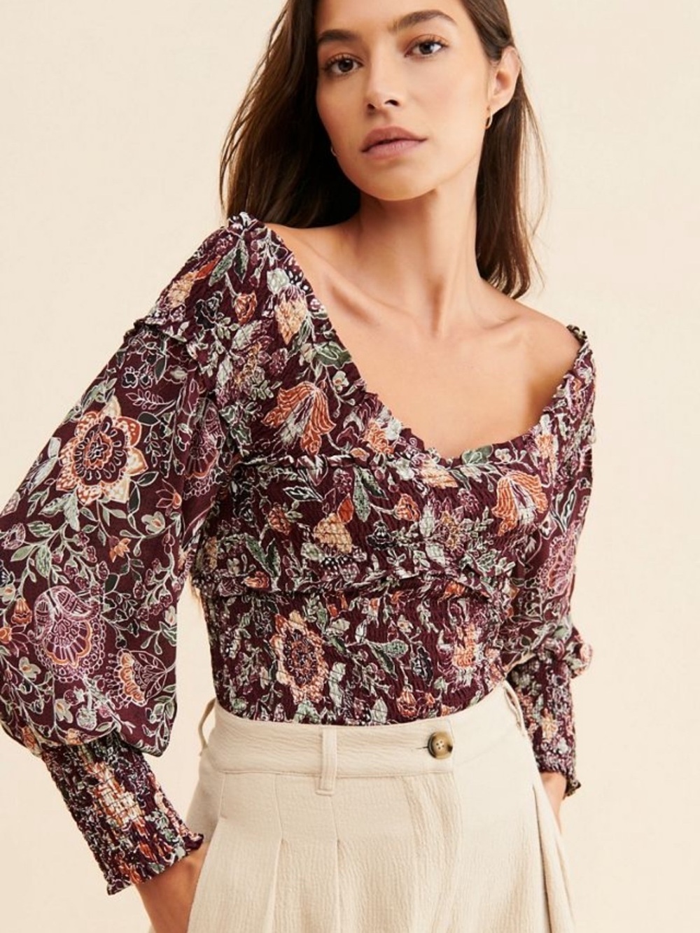 NWT BB Dakota x Steve Madden Smock Factor Floral Top S